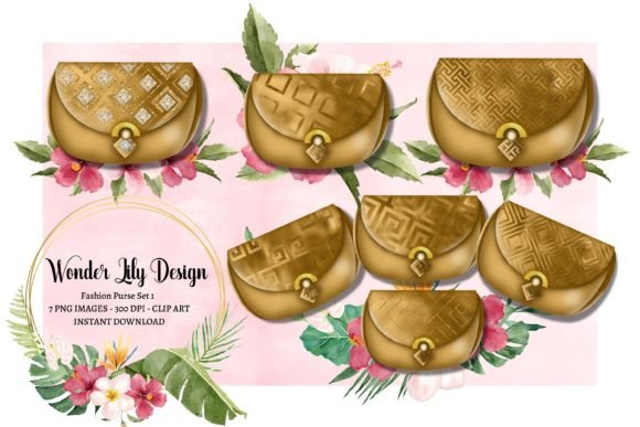 Download Fashion Illustrations Purses - Gold - Premium Bundle